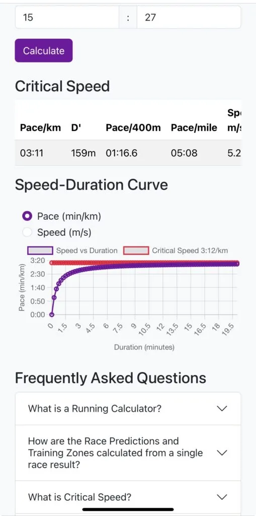 Running Calculator | Critical Speed