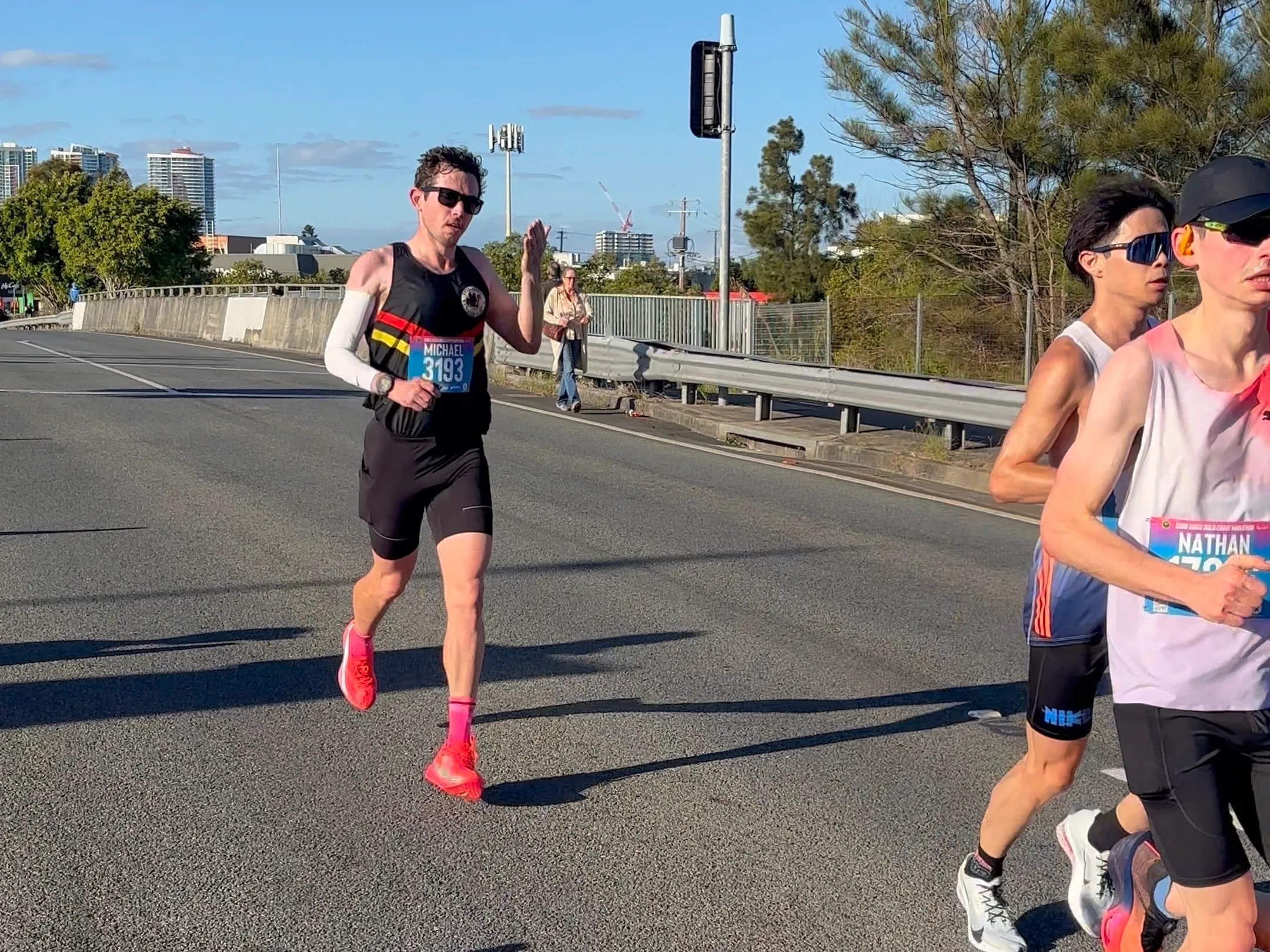 Michael at 32km cheered on by supporters