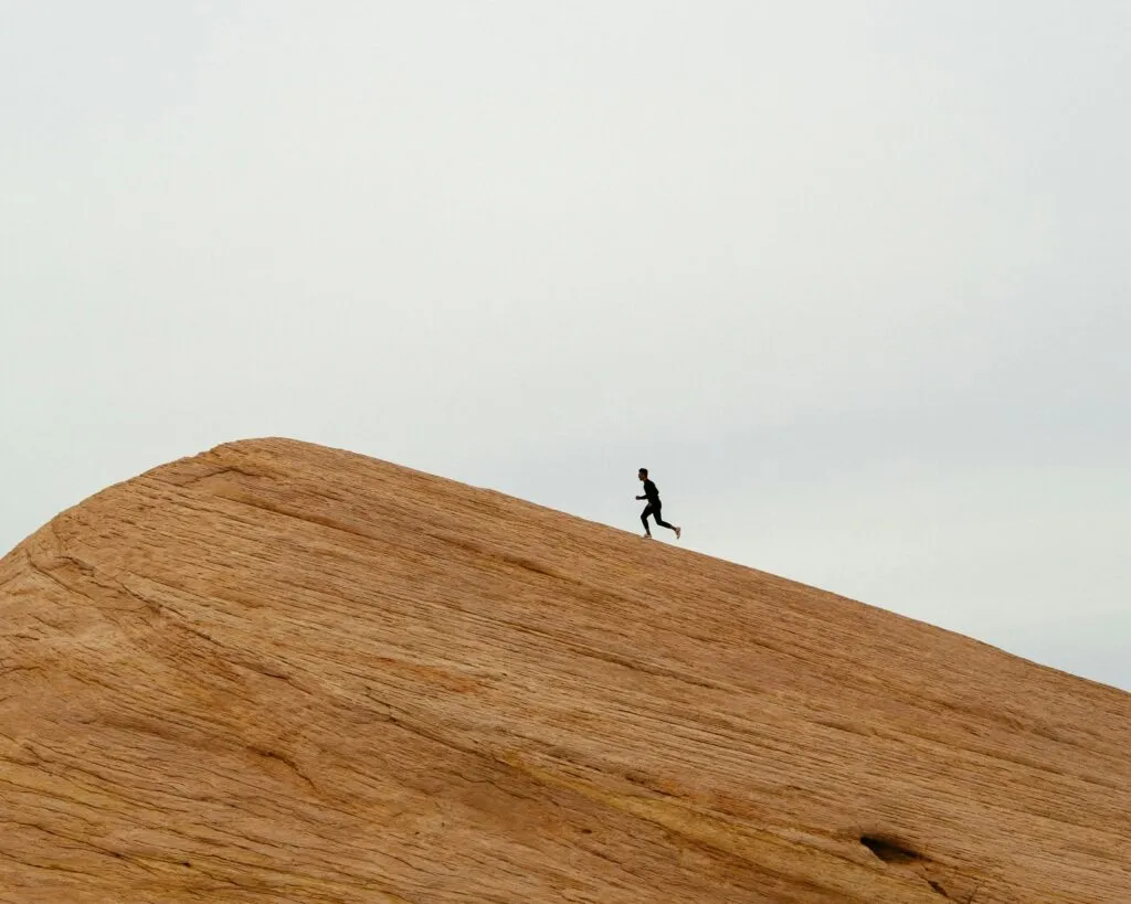 Man running uphill