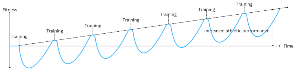 Chart illustrating sustainable adaptation to training for increased athletic performance